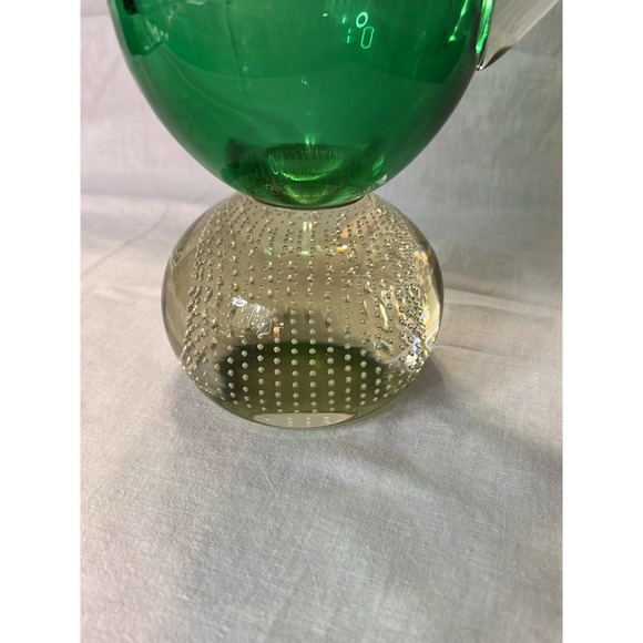 Vintage Rare Carl Erickson Controlled Bubble Glass Green Pitcher - Picture 2 of 7